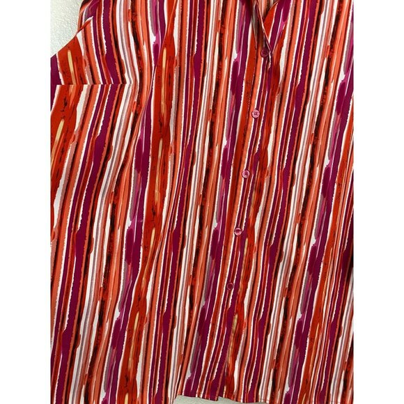 Maggie Barnes Womens Top Plus size 4x Stripes boho Button Up Classic Red Orange - Picture 5 of 13